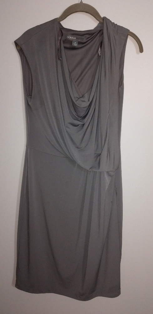 Donna Ricco Side Draped Cowl Neck jersey dress